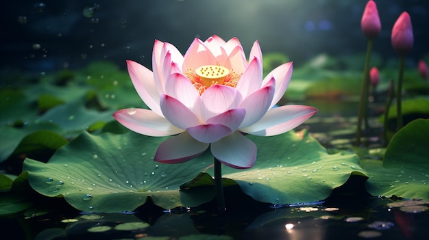 Цветок лотоса Реалистичный цветение ИИ сгенерированное изображение