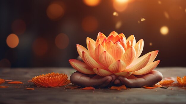 Lotus flower up ganesh lit background image AI generated art