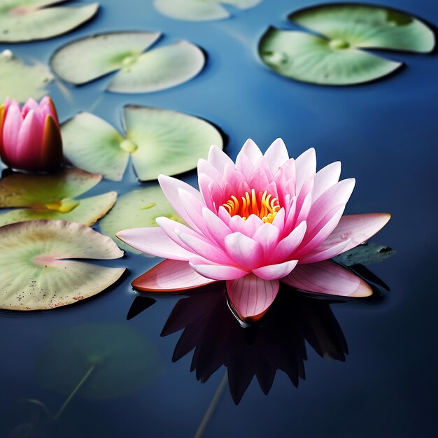 Lotus Flower Or Water Lily Floating On The Water AI generated