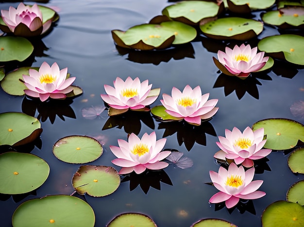 水に浮かぶ蓮の花または睡蓮