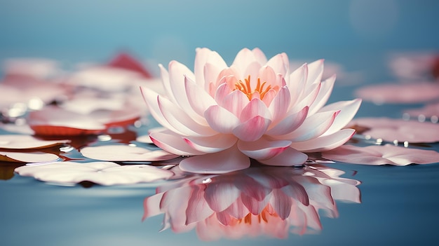 lotus flower on a water surface with reflection