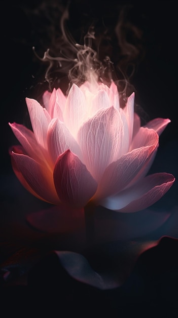 A lotus flower with a pink glow.