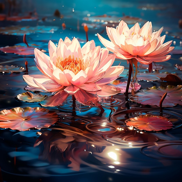 lotus flower with water drop