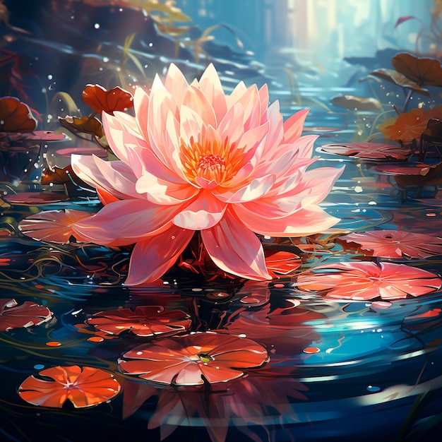 lotus flower with water drop