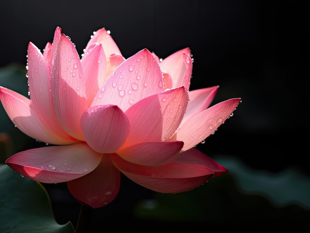 Photo a lotus flower with water droplets on it