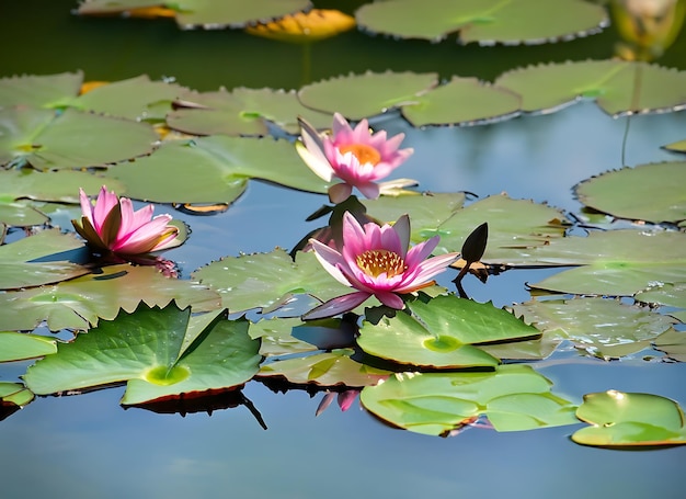 湖の表面にある蓮の花