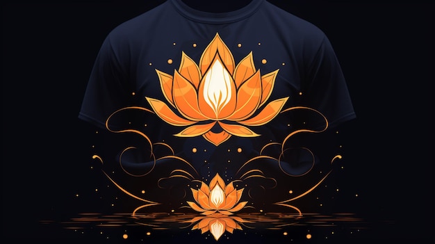 로토스 꽃 명상 로고 티셔츠 디자인 기호 AI 생성 예술