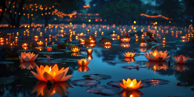 lotus flowers outdoors in nature ai generated