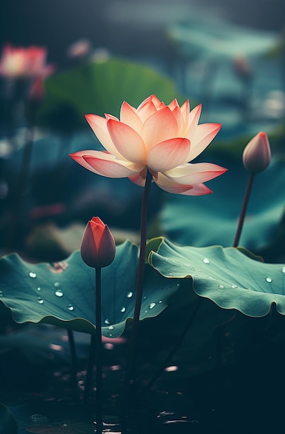 Lotus flowers in the pond