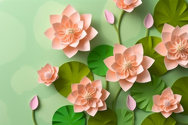 Lotus flowers a shadow box paper craft generative ai