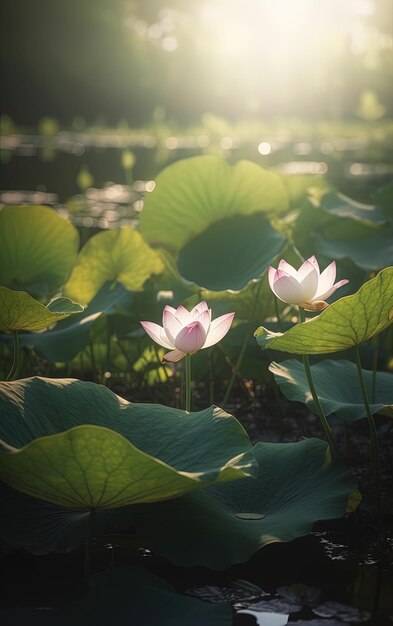 Lotus flowers in the sun