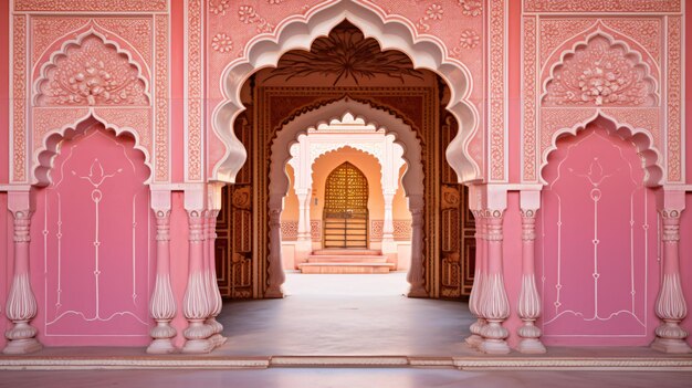 Photo lotus gate door in pink city