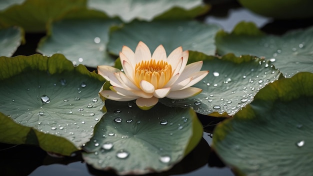 Photo a lotus leaf in a pond