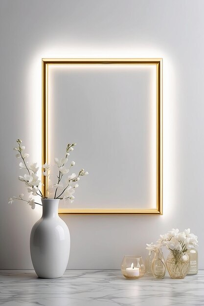 Lotus Luxe Luminous Blank Frame Mockup met witte lege ruimte voor het plaatsen van uw ontwerp