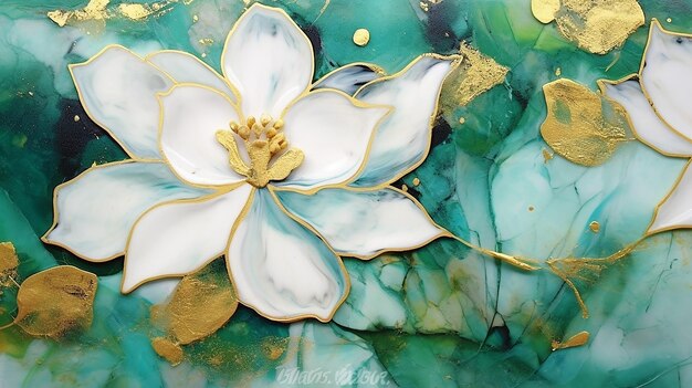 Lotus marmeren textuur met abstracte groen witte glitter Generatieve AI