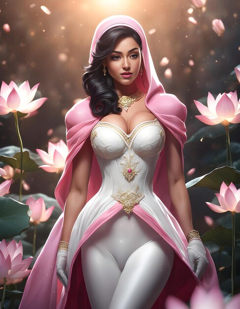 Photo a lotus pink fantasy embracing natures beauty with graceful style