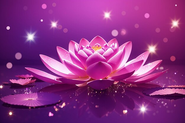 Lotus pink light purple floating light sparkle purple background