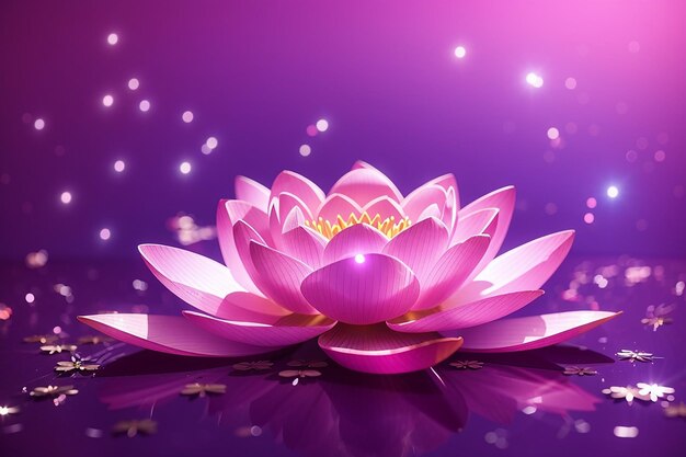 Lotus pink light purple floating light sparkle purple background