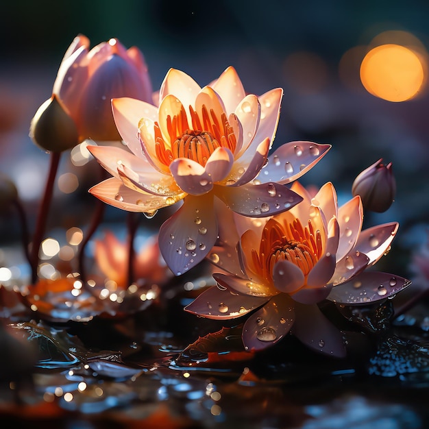 Lotus Resting in Garden Pond Tranquil Atmosphere