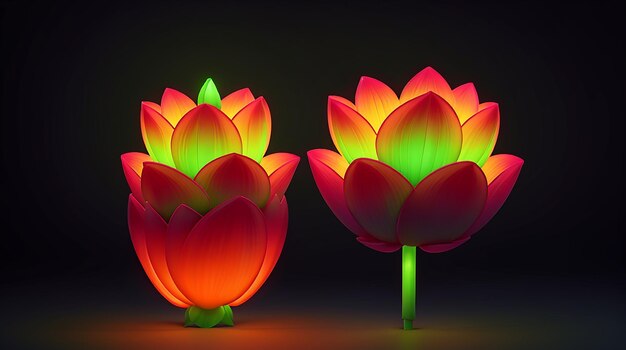 Lotusbloem Neonkleuren Ai geproduceerd