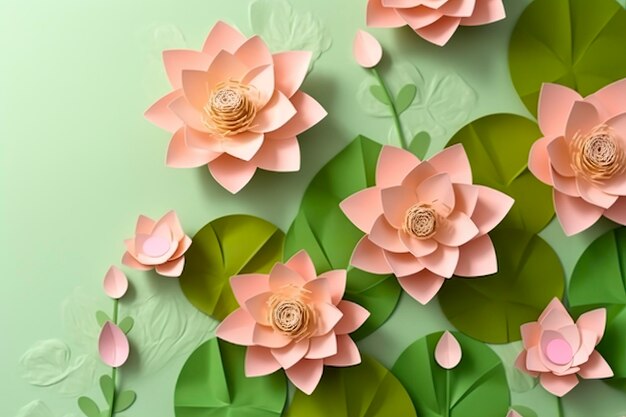 Lotusbloemen Een schaduwdoos Paper Craft Generatieve AI