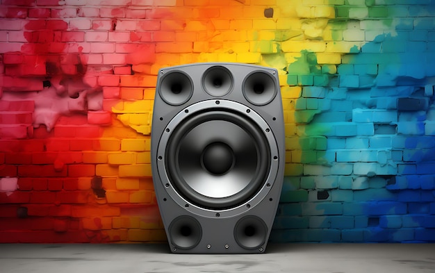 Loudspeaker on a wall plain full background with copy space for text music concept