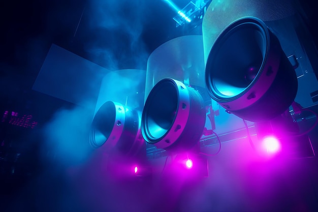 Loudspeakers purple light Digital media Generate Ai