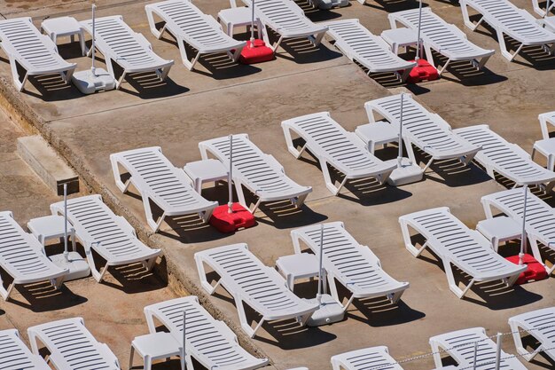 Lounge chairs on the beach