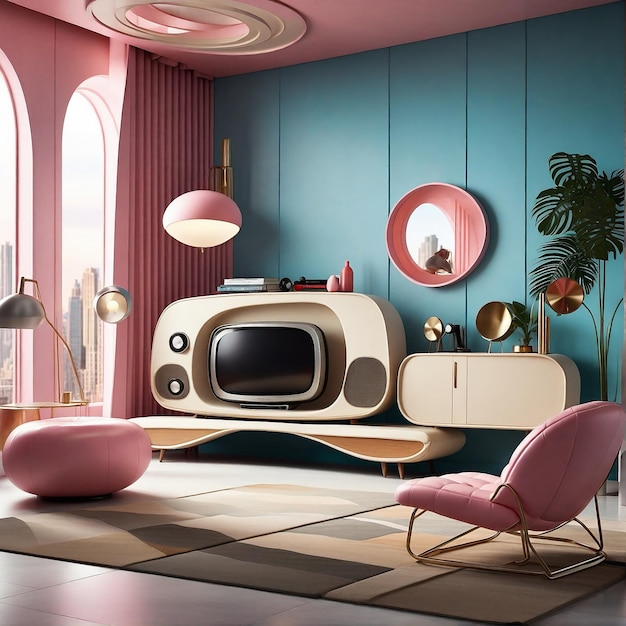 A lounge and TV room created by Artificial Intelligence