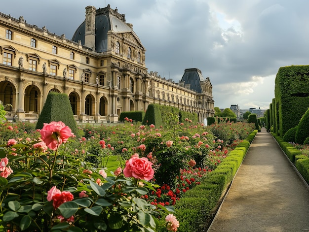 Photo louvre gardens and the surrounding landscapes