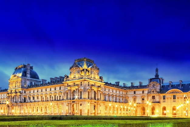 Louvre museum on September, night view, Paris, France