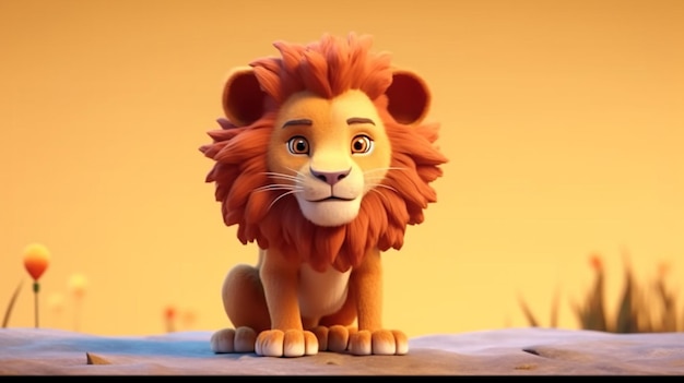 a lovable 3d animated lion cartoon generative AI