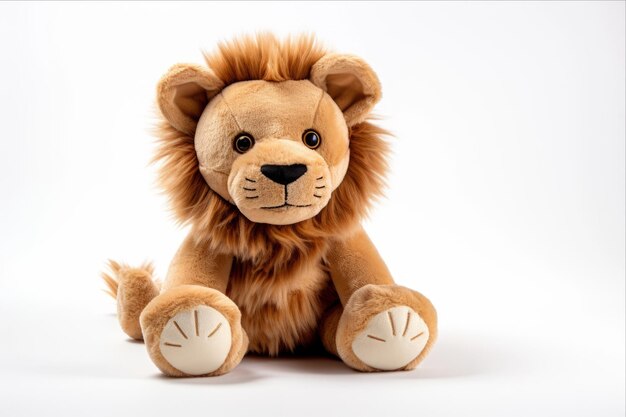 Photo lovable lion a cuddly companion for kids on a blank canvas