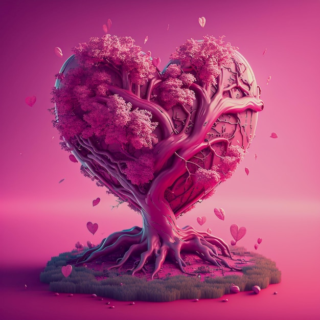 love in 3d style, digital illustration ai