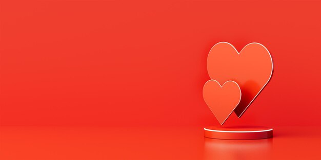 Love background concept mock up scene with podium geometry shape for Valentine's day event 3D rendering