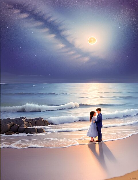 Love background vector black silhouette of couple on the beach a couple in love