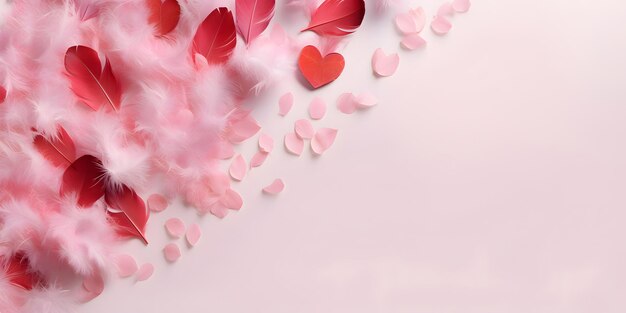 Love banner for Valentines day Pink and red hearts design