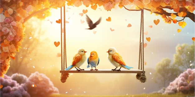 Love Birds 飛んでいる鳥が美しい