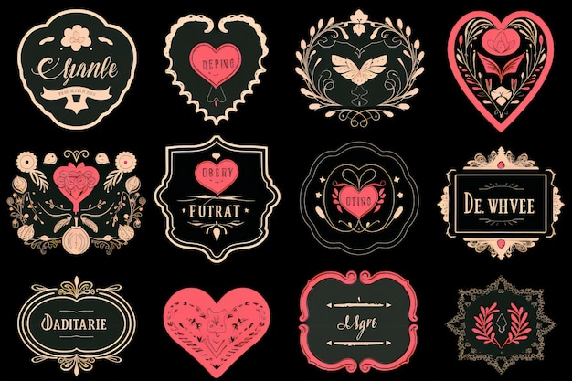 Love in Bloom Chalkboard Valentine's Labels with Folk Floral Touch
