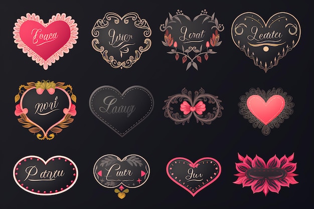 Love in Bloom Chalkboard Valentine's Labels with Folk Floral Touch