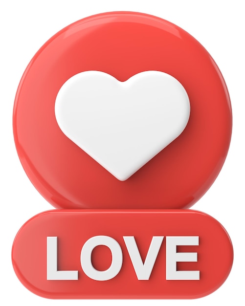 Love button heart icon 3D illustration