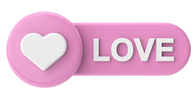 Love button heart icon 3D illustration
