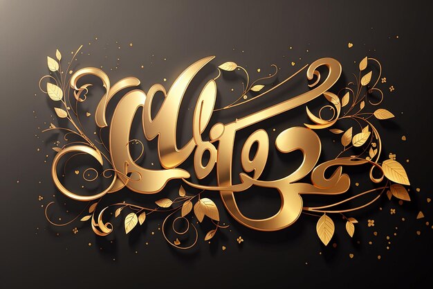 Love Calligraphic Gold Style Text Poster vector illustration Design