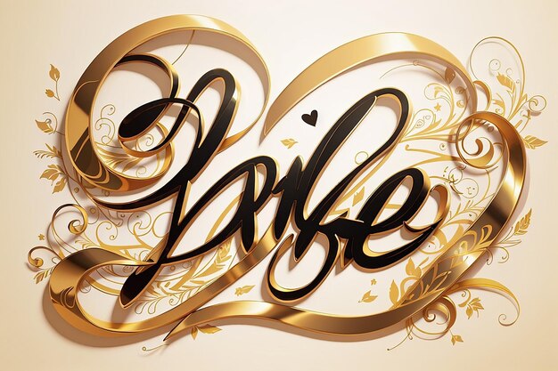 Photo love calligraphic gold style text poster vector illustration design