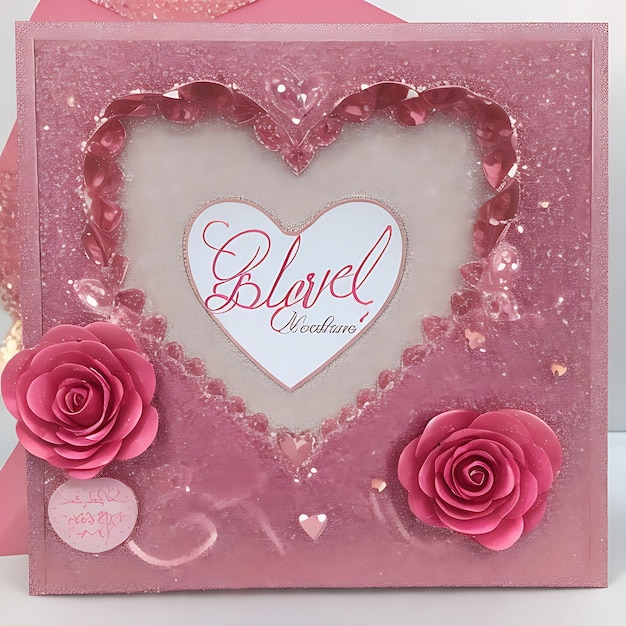 Love card February sparkle for party luxury frame rose happy AI