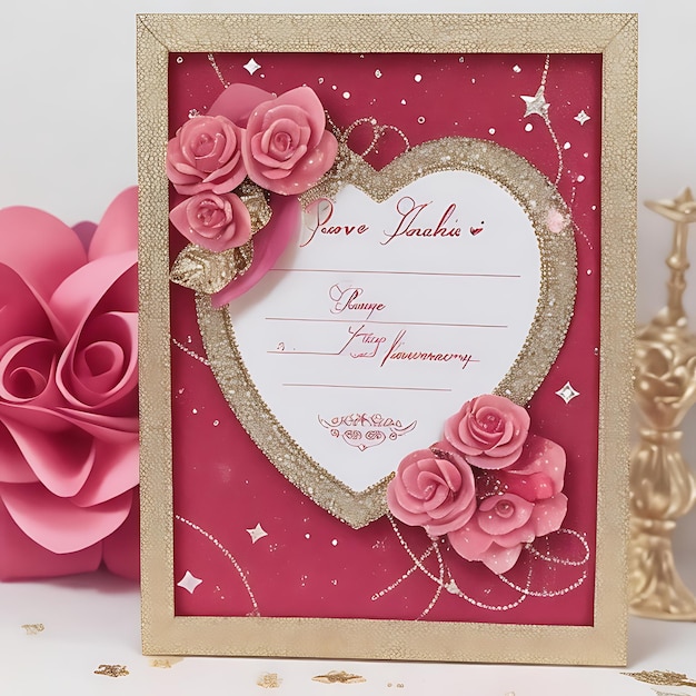 Photo love card february sparkle for party luxury frame rose happy ai