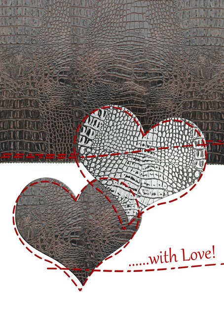 Photo love card of leather hearts