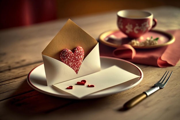 Love card or love envelope with heart A love letter is a romantic way of expressing feelings whether