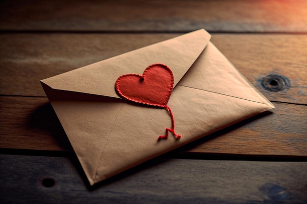 Love card or love envelope with heart A love letter is a romantic way of expressing feelings whether