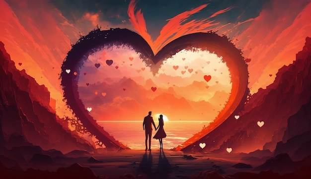 Love Concept De eeuwige vlam die helder brandt in twee harten